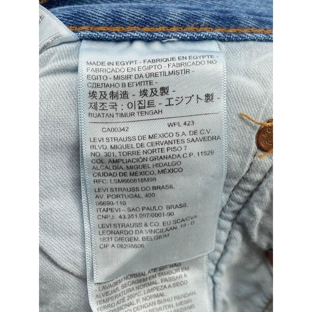 LEVI'S Men's Medium Blue Denim 501 Straight-Leg Button-Fly Jeans SZ 36X29