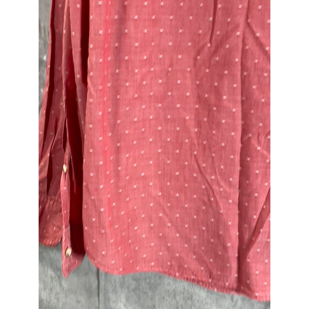 J.CREW Men's Red Textured Regular-Fit Cotton Button-Up Long Sleeve Shirt SZ XL