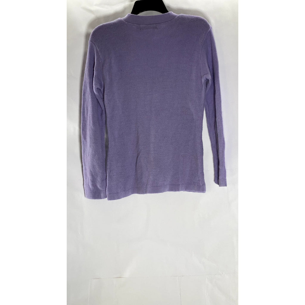 BOOHOO Women's Purple Knit Crewneck Girl Gang Logo Pullover Sweater SZ S/M