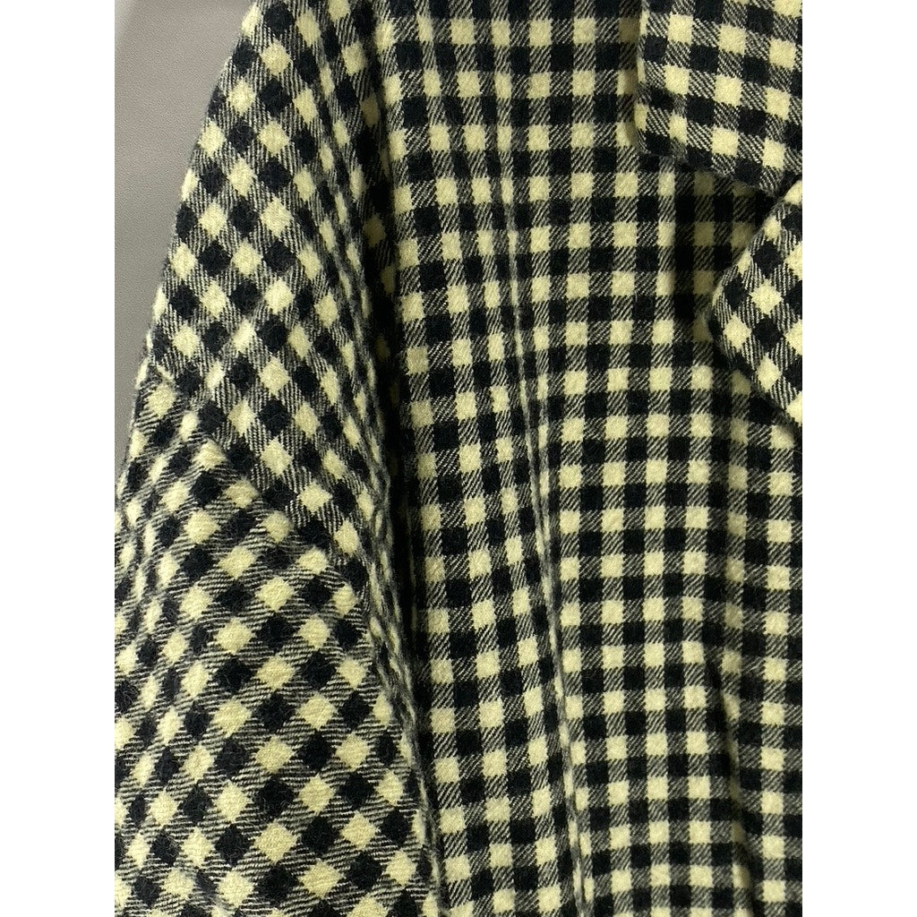 REGINA KRAVITZ Women's Vintage Black-Tan Checkered Wrap Notch Lapel Coat SZ 10
