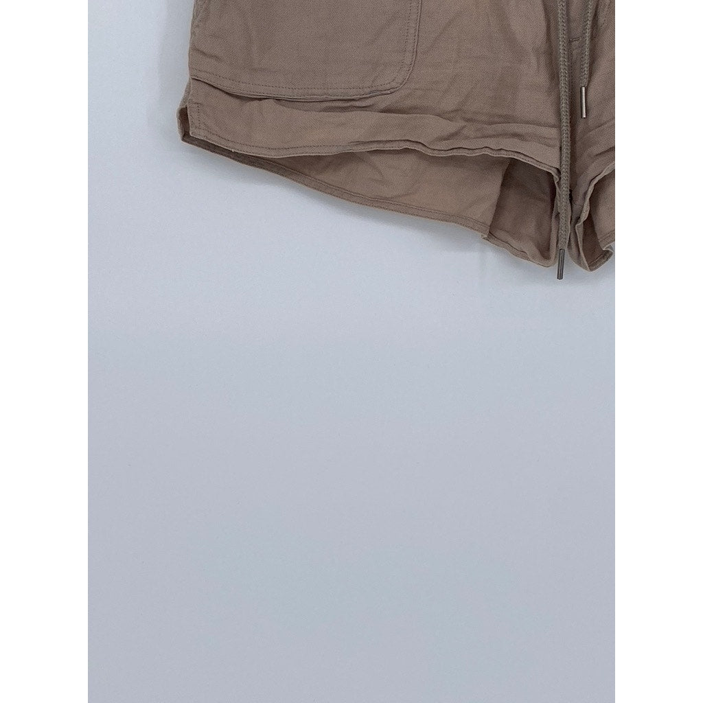 COMMUNITY Women's Light Brown Cotton Drawstring Waist Casual Lounge Shorts SZ S