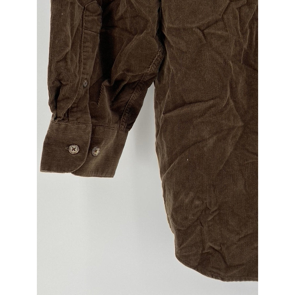 NORDSTROM Mens Button Down Chocolate Brown Corduroy Style SZ (L)