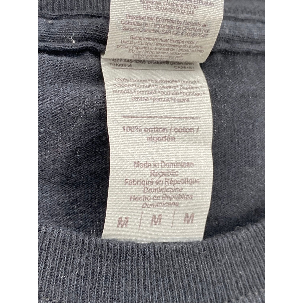 GILDAN Unisex Adult Black Graphic Crewneck Short Sleeve T-Shirt SZ M