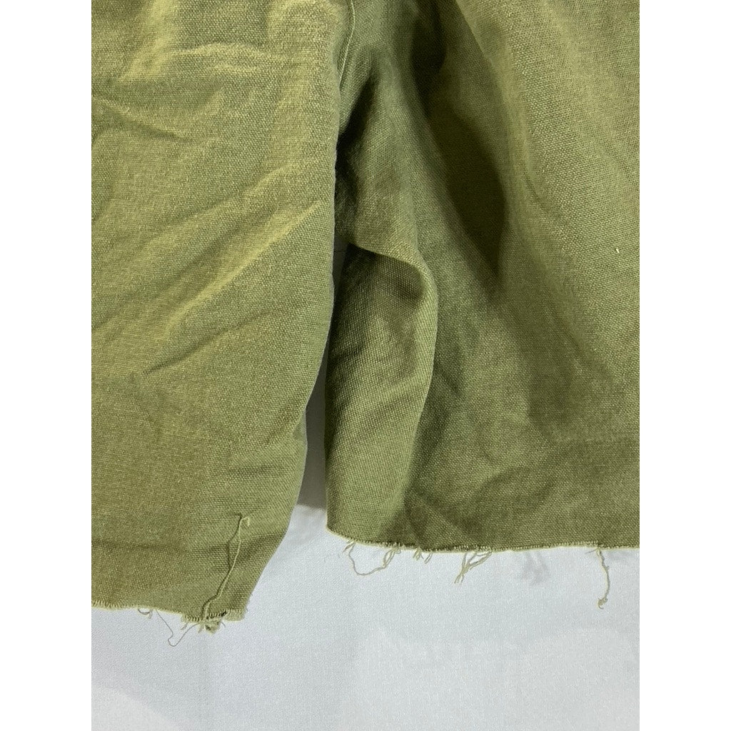 MADEWELL Women's Military Green Four-Pocket Raw-Hem Shorts SZ 28