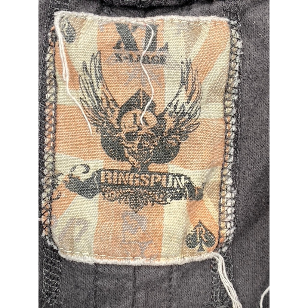 RINGSPUN Men’s Blood Hound Faded Black Patch Graphic Short Sleeve T-Shirt SZ XL