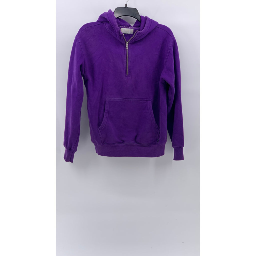 ARITZIA TNA Women’s Dark Purple Half-Zip Long Sleeve Hooded Sweater SZ S