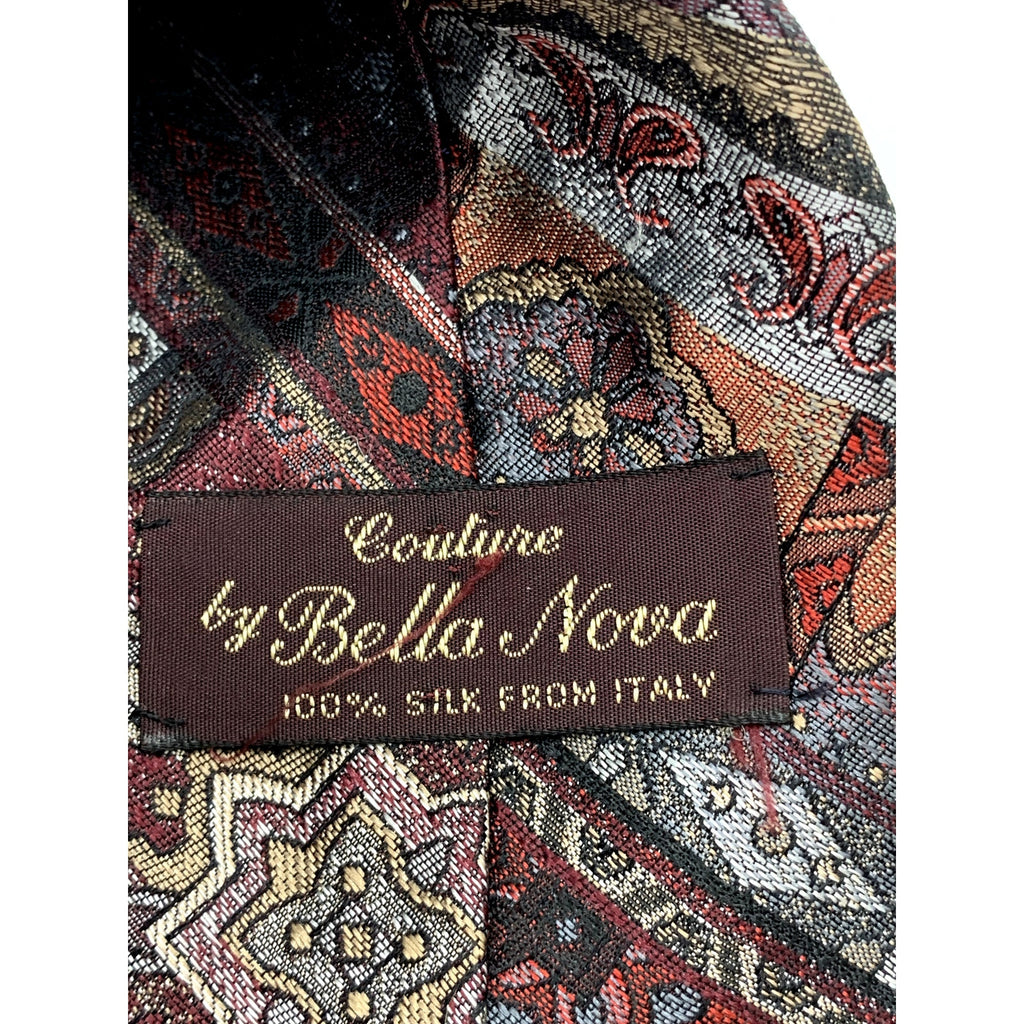COUTURE By BELLA NOVA Men's Burgundy Embroidered Print Tie