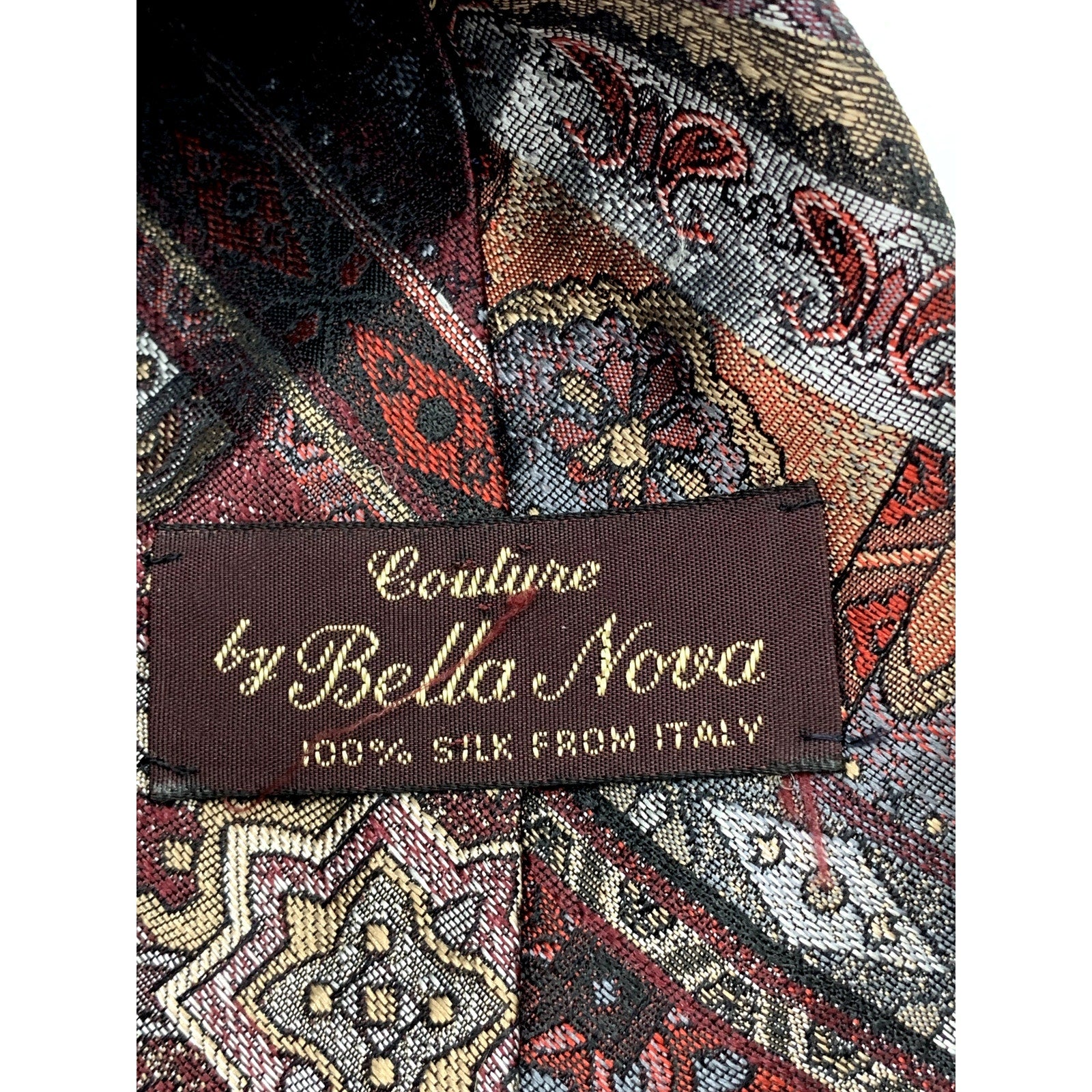 COUTURE By BELLA NOVA Men's Burgundy Embroidered Print Tie