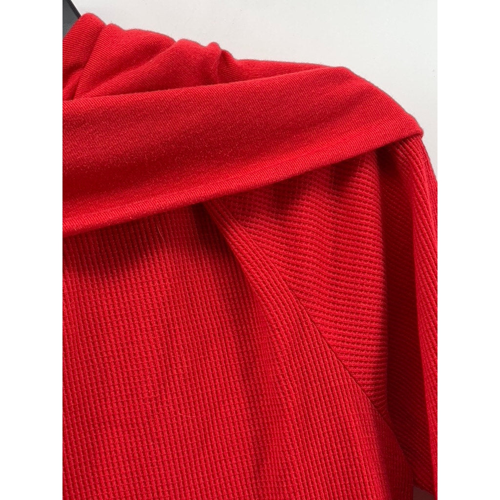 TOMMY HILFIGER Women's Red Cowl-Neck Long Sleeve Sweater SZ L