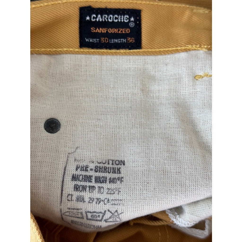 CAROCHE Men's Khaki Straight-Leg Five-Pocket Sanforized Pants SZ 30X36