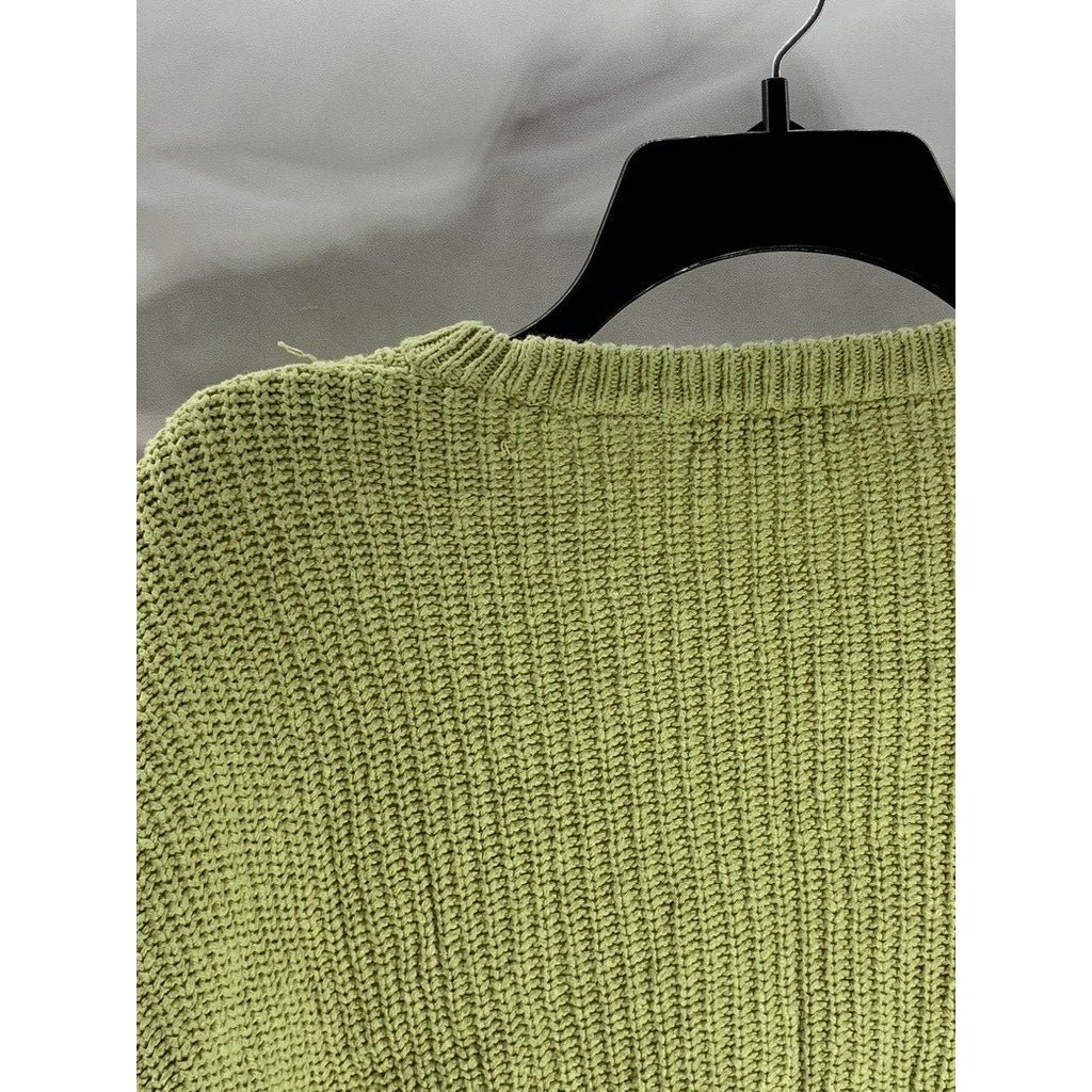 MADEWELL Women's Green Textural-Knit Crewneck Long Sleeve Sweater SZ M