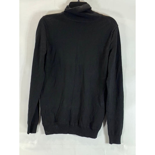 ZARA Men's Solid Black Knit Basic Regular-Ft Turtleneck Pullover Sweater SZ M