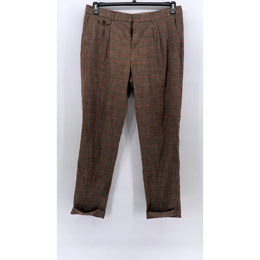 DEVRED 1902 Men's Brown Houndstooth Slim-Fit Regular Cuffed Pant SZ 38
