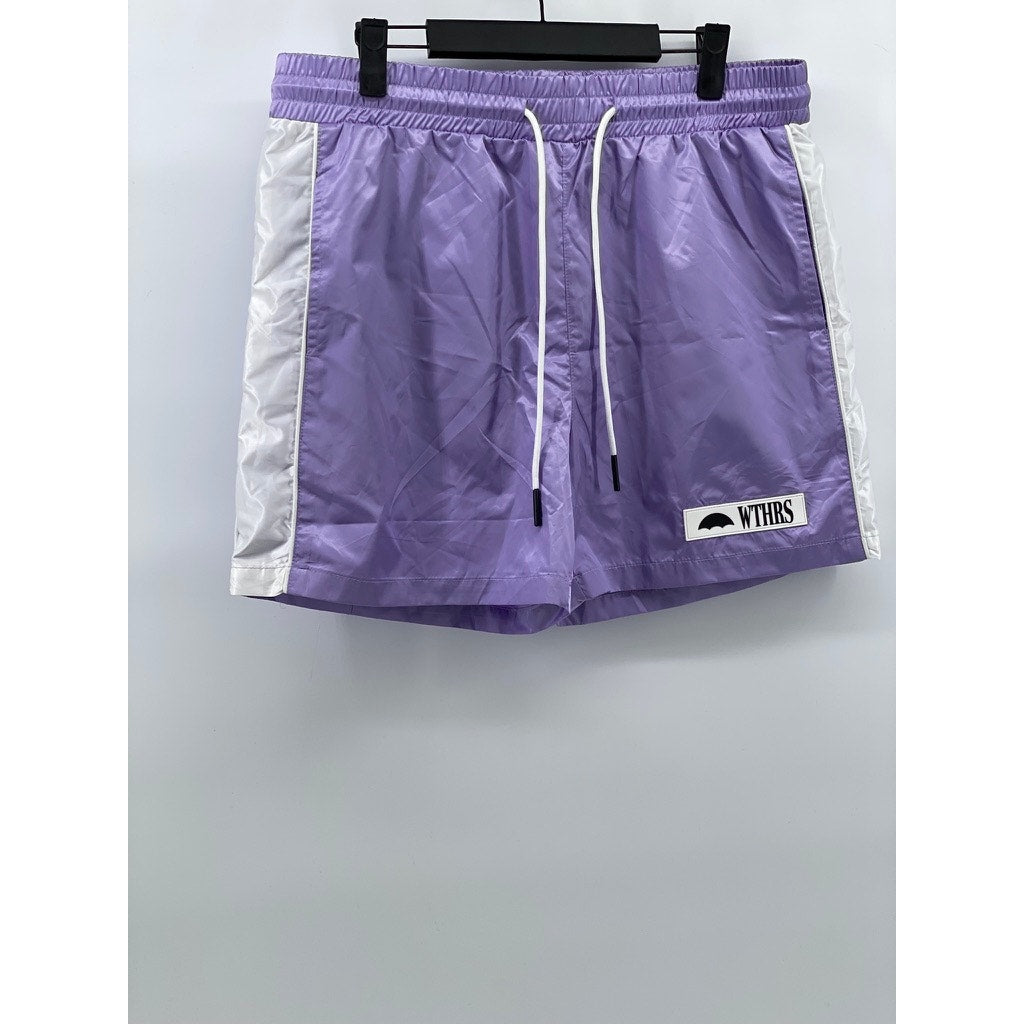 WTHRS Men's Lilac-White Side Stripe Drawstring Activewear Shorts SZ M