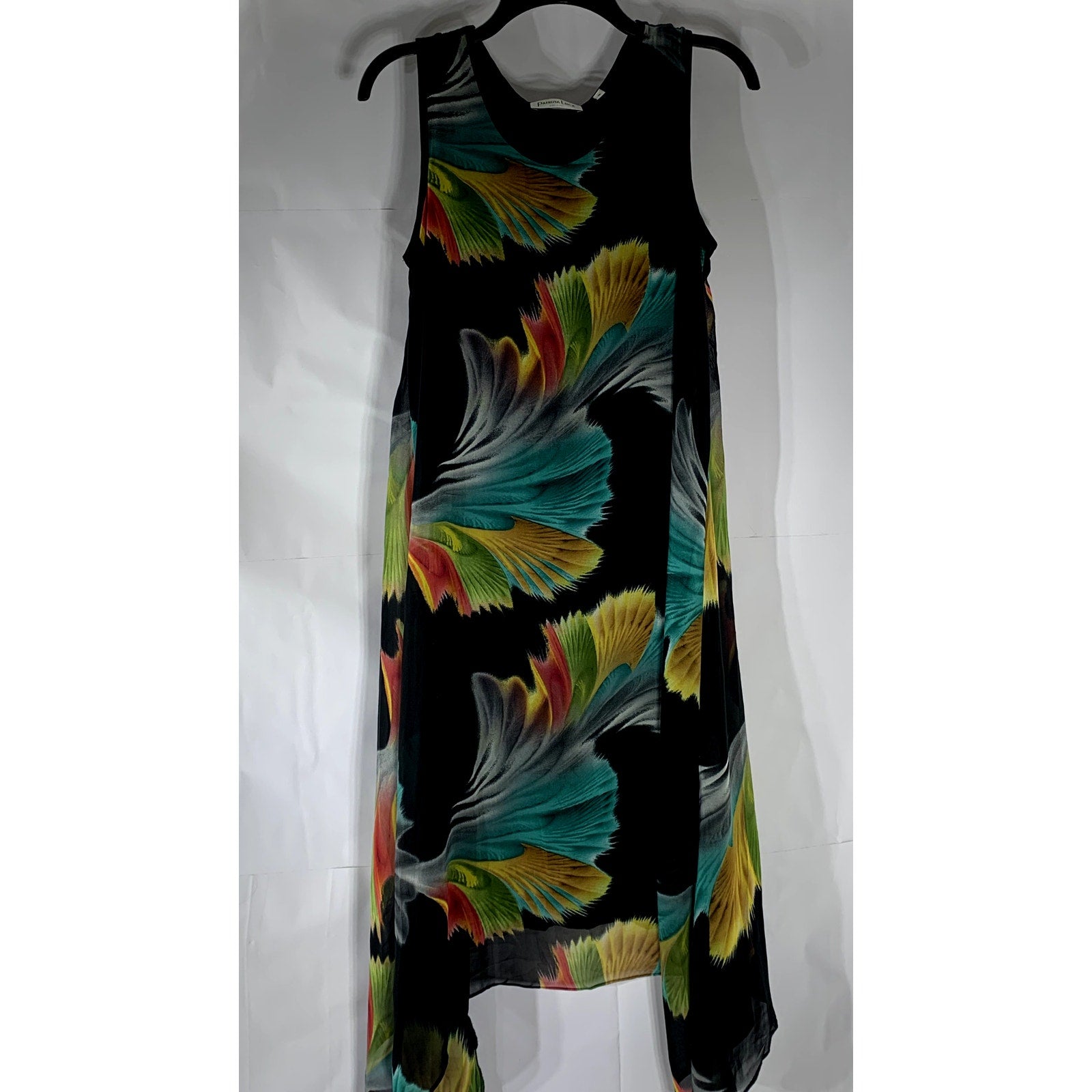 PATRICIA LUCA MILANO Women's Black Floral Scoop-Neck Tank Dress SZ S