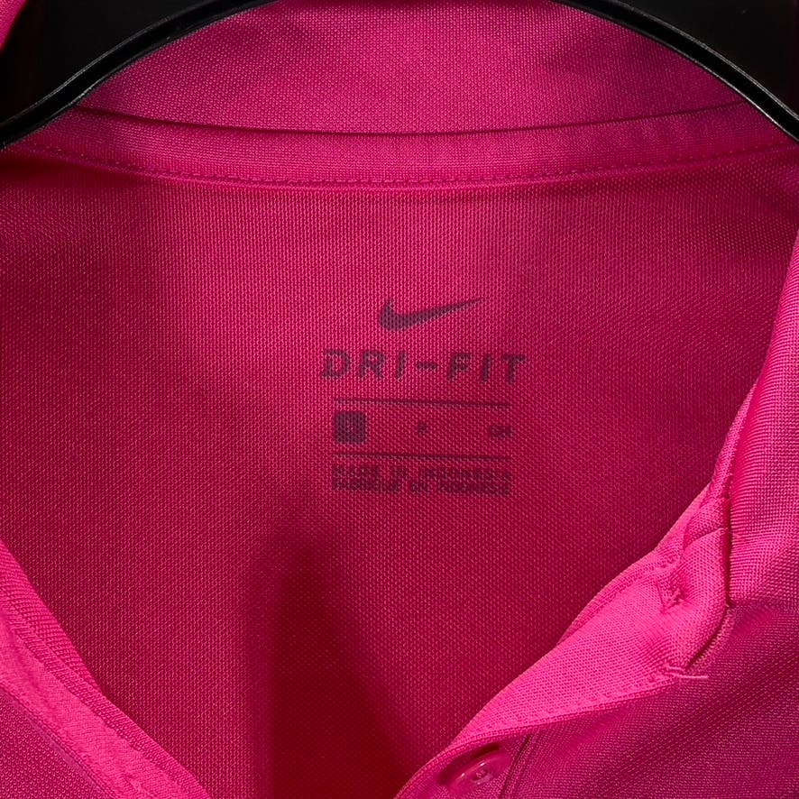 NIKE Women’s Pink Dri-Fit Swoosh Logo Short Sleeve Polo Top SZ S