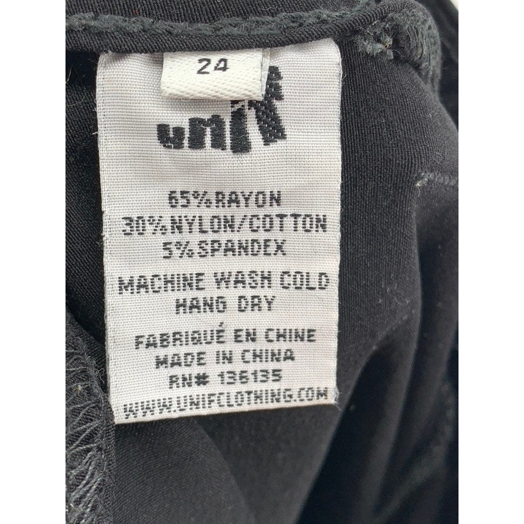 UNIF Women's Black Solid Pull-On Bootcut Casual Pants SZ 24