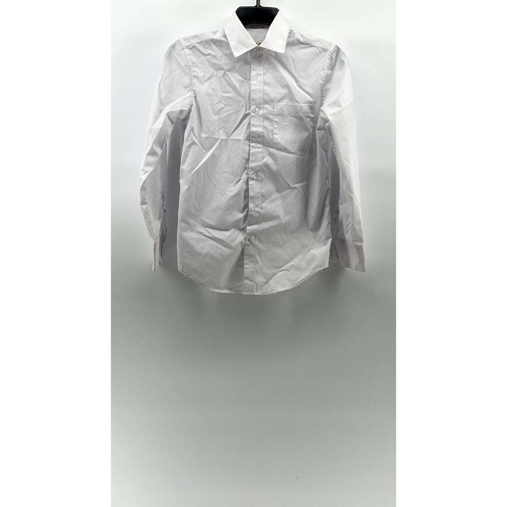 APPAMAN Boy's White Solid Button-Up Long Sleeve Shirt SZ 12