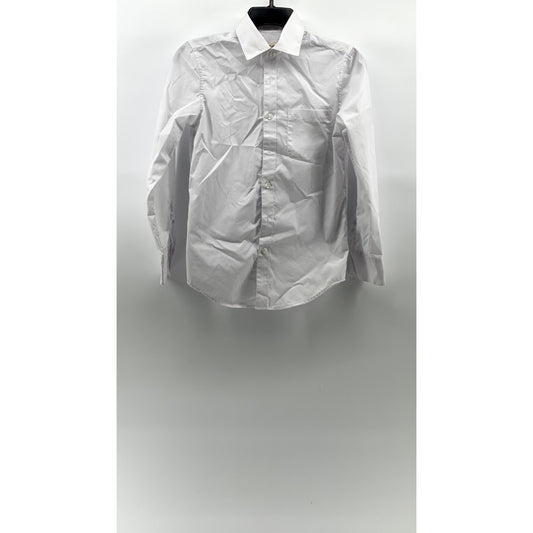 APPAMAN Boy's White Solid Button-Up Long Sleeve Shirt SZ 12
