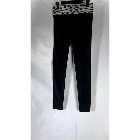 PINK By Victoria Secret Women's Black-White Banded Waist Pull-On Leggings SZ S