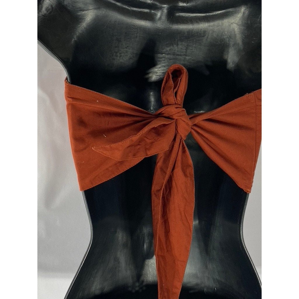 FREE PEOPLE Women's Dark Orange Sweetheart Neck Strapless Tie-Back Crop Top SZ M