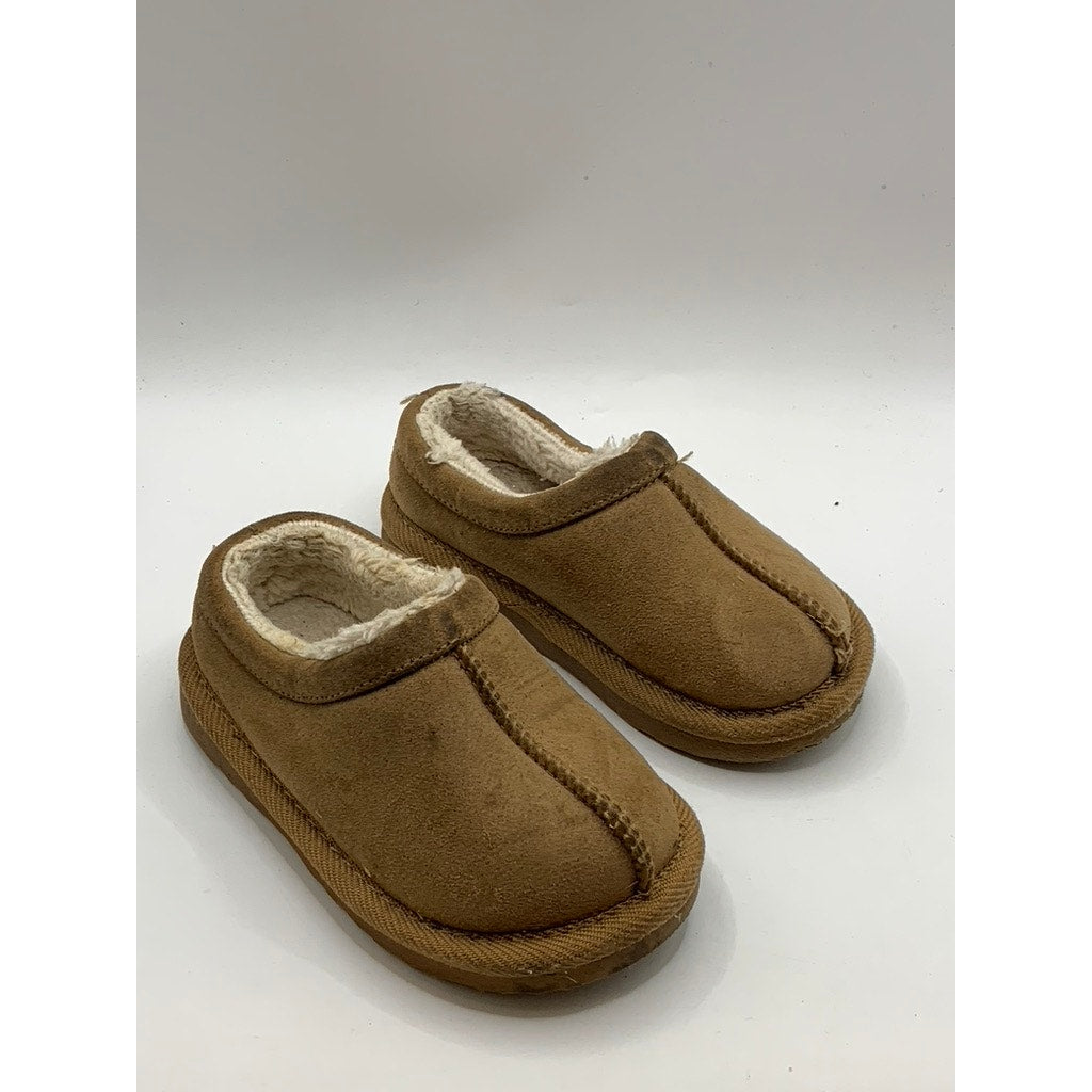 UNBRANDED Toddler Girls Tan Faux-Shearling Faux-Suede Clog Slippers SZ 7