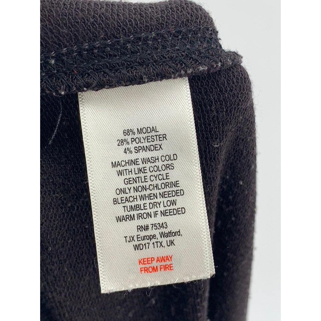 CYNTHIA ROWLEY Women's Washed Black Drawstring Wide-Leg Sweatpants SZ S