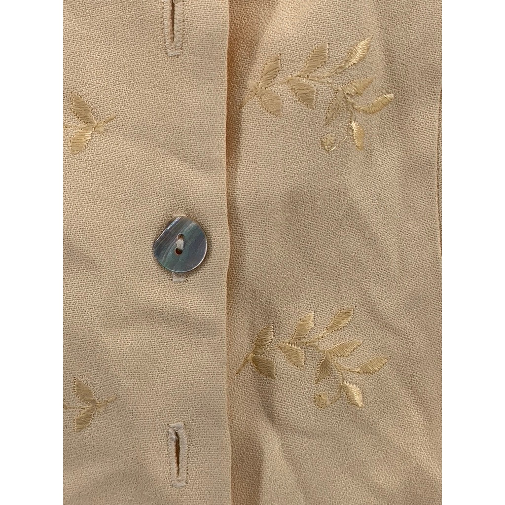 PETITE SOPHISTICATE Women's Yellow Vintage Button-Up Short Sleeve Top SZ 6P