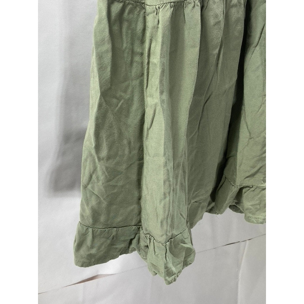 CI SONO Women's Sage Green Sweetheart Spaghetti Strap Tiered Mini Dress SZ S