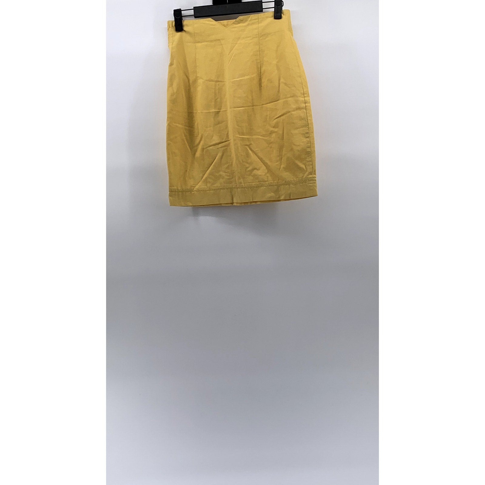 SISLEY Women's Mustard Yellow Cotton Straight Mini Skirt SZ 26(US 6)