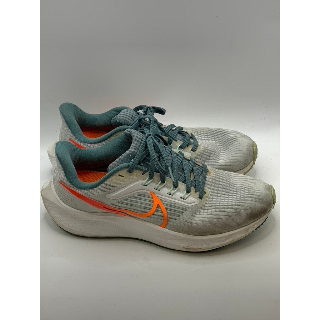 NIKE Men's Pure Platinum-Orange Mesh Air Zoom Pegasus 39 Sneakers SZ 7