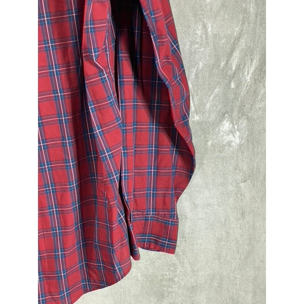 GANT Men's Red Hunt Plaid Vintage Button-Up Long Sleeve Shirt SZ L