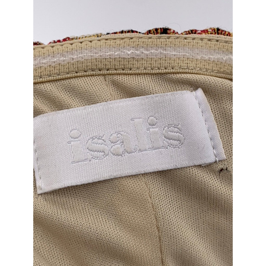 ISALIS Women's Tan Floral Print Strapless Crop Top SZ S