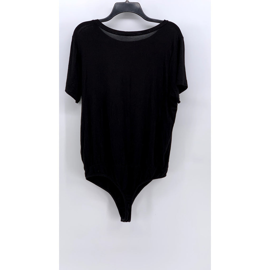 TREND NOTES Women's Black Crewneck Short Sleeve Bodysuit SZ L