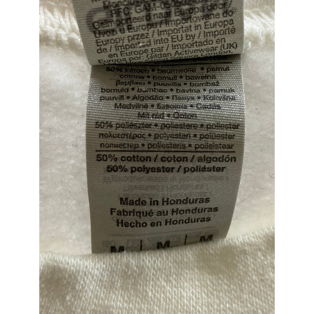 GILDAN UNISEX White Habitually Truthful Logo Crewneck Long Sleeve Sweatshirt SZM