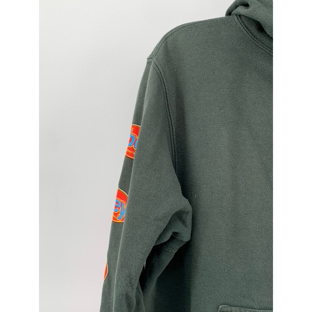 OBEY Women's Green Round Logo Distressed Pullover Hoodie SZ M
