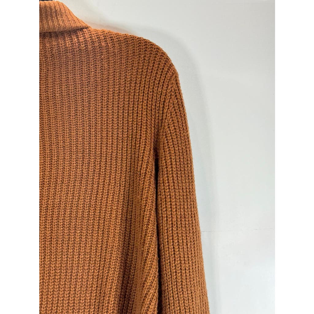 UK 2 LA Women's Brown Ribbed Knit Turtleneck Pullover Sweater SZ M