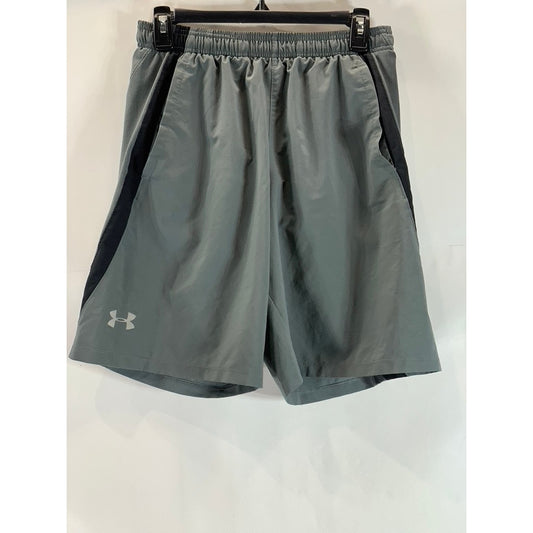 UNDER ARMOUR Men's Gray/Black Heatgear Fitted Elastic Waist Pull-On Shorts SZ M