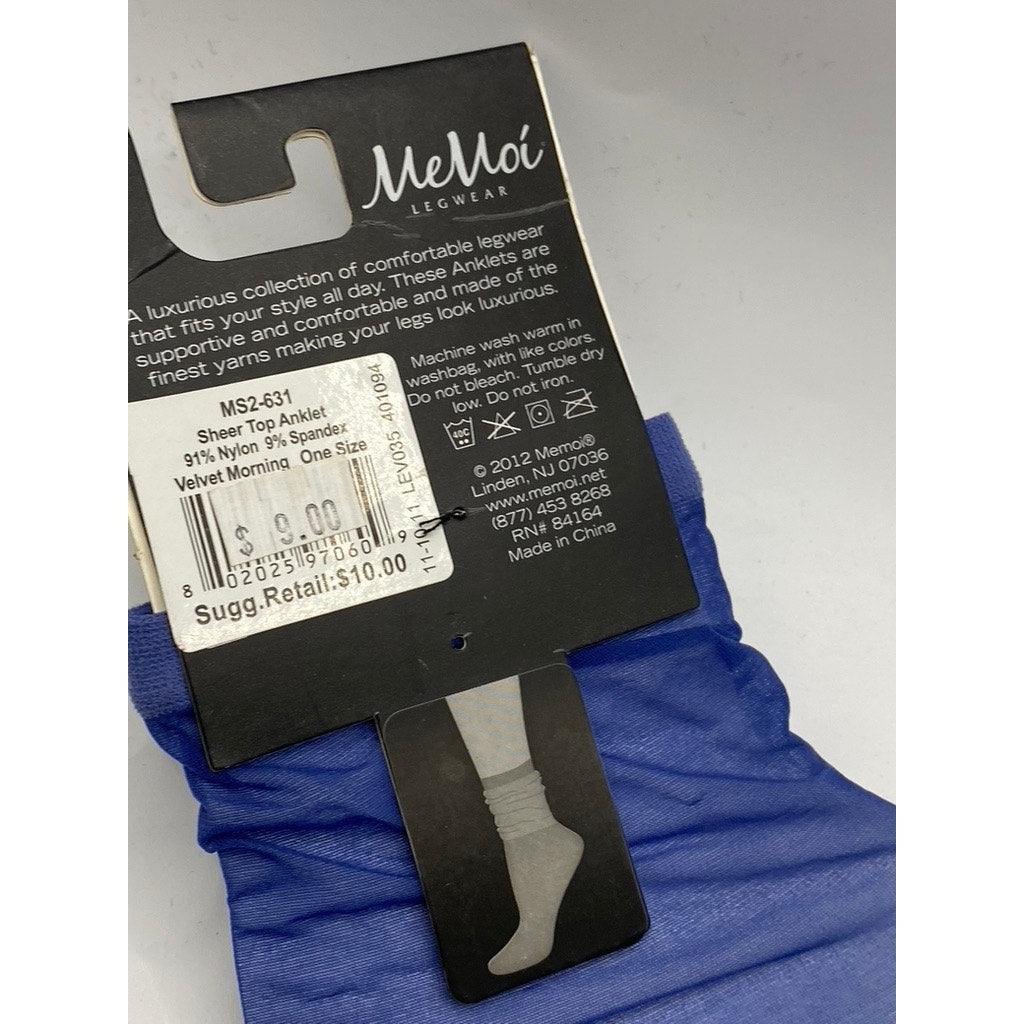 MEMOI Women's Dark Blue Mesh Pull-On Scrunch Anklet Socks SZ OS
