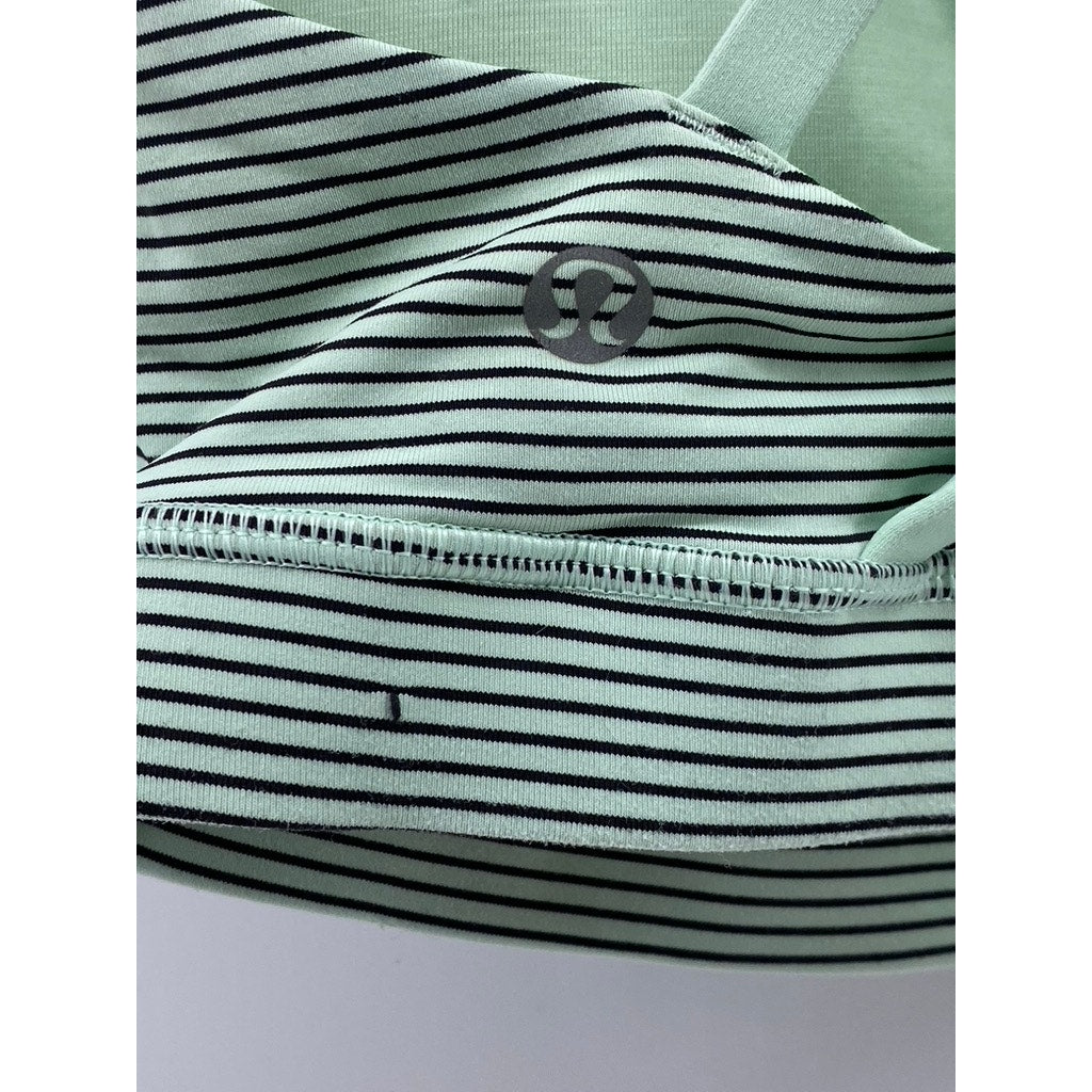 LULULEMON Women's Mint Green Striped Energy Double Straps Sports Bra SZ 4