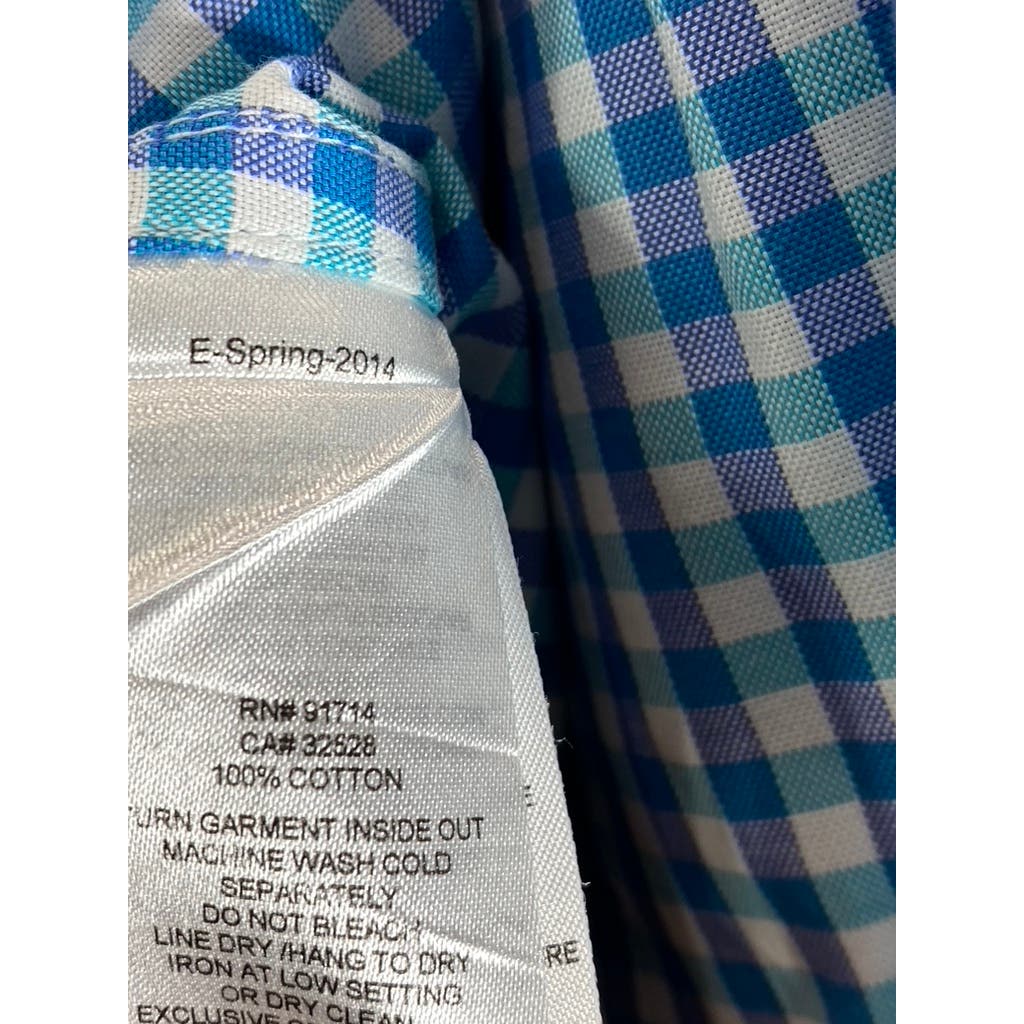 A|X ARMANI EXCHANGE Men's Blue Mini Check Regular-Fit Button-Up Shirt SZ XL
