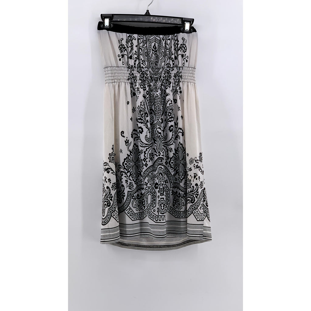WET SEAL Women's Black-White Y2K Printed Strapless Dress SZ XS