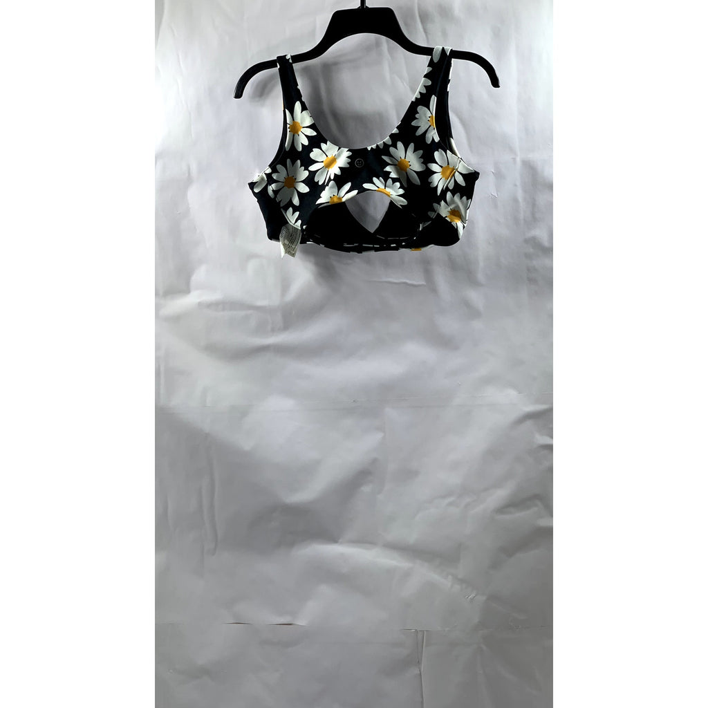 GILLY HICKS Women's Black Find Your Happy Place Daisy-Print V-Neck Bra SZ M
