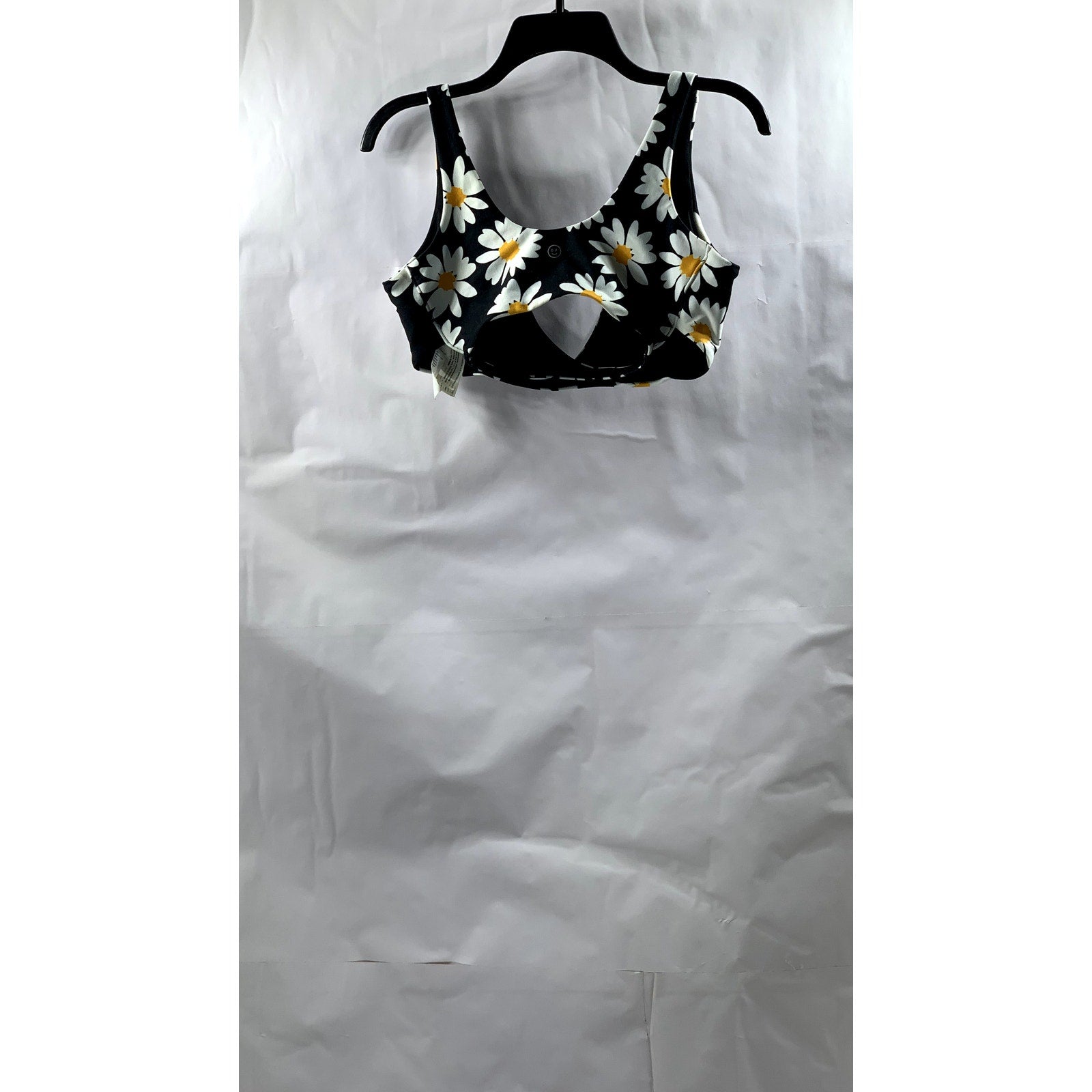 GILLY HICKS Women's Black Find Your Happy Place Daisy-Print V-Neck Bra SZ M