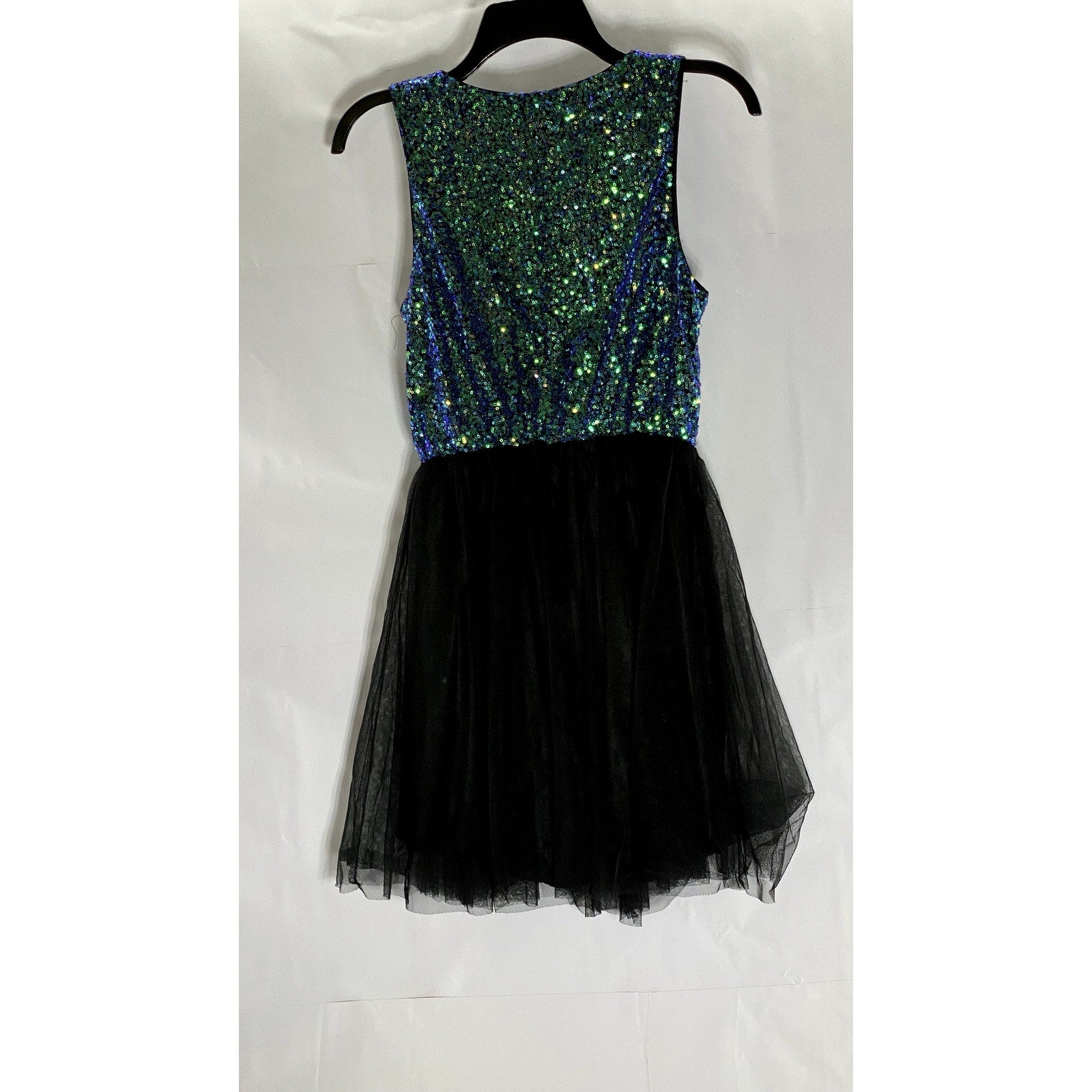 DIVIDED BY H&M Women's Blue/Black Sequin Embellished Crewneck Tulle Dress SZ 6