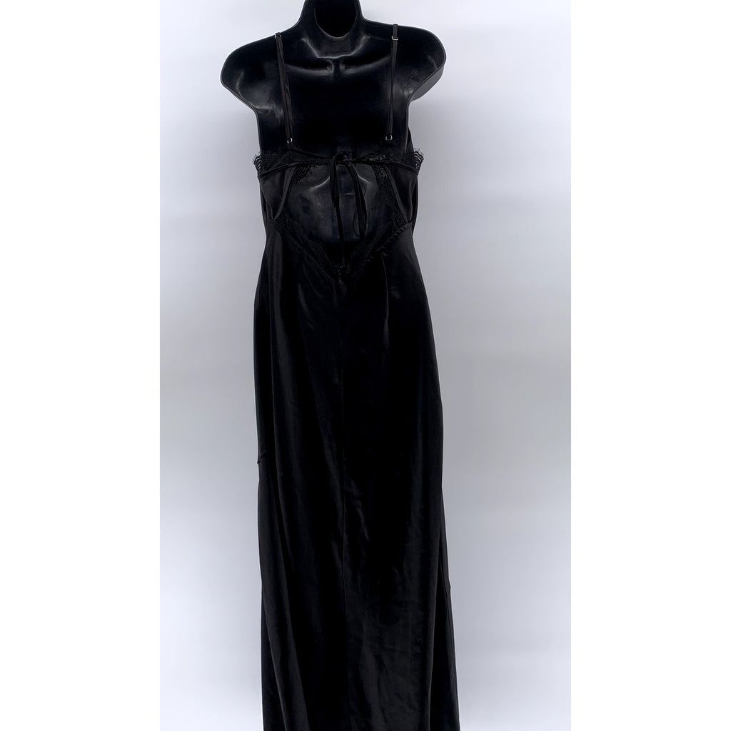 FOREVER 21 Women's Black Solid Lace-Trim Open Tie Back Cowl-Neck Maxi Dress SZ L