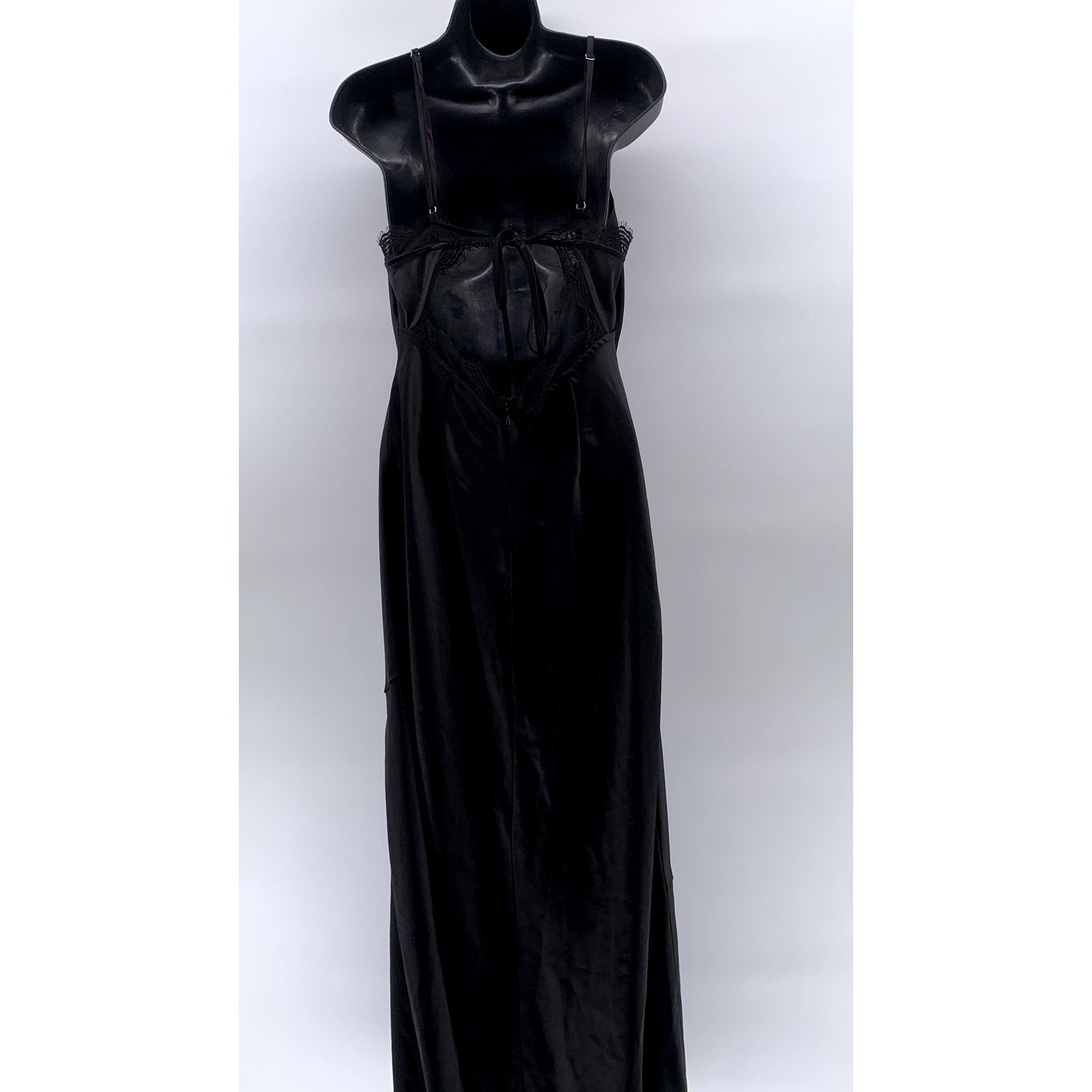 FOREVER 21 Women's Black Solid Lace-Trim Open Tie Back Cowl-Neck Maxi Dress SZ L