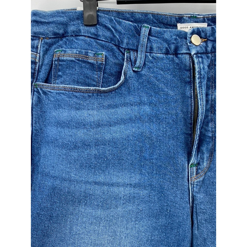 GOOD AMERICAN Women's Medium Blue Denim High-Rise Skinnyish-Leg Jean SZ 18