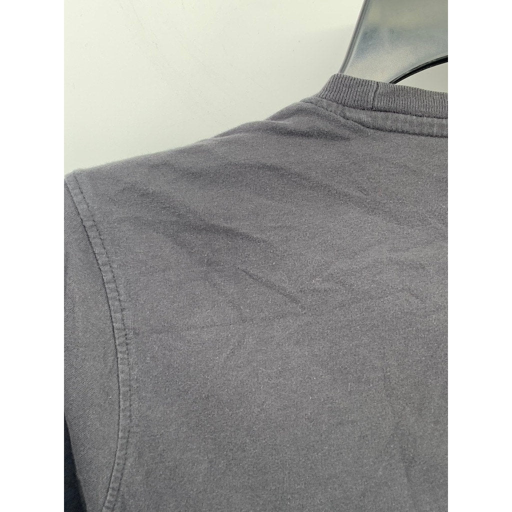 QUICKSILVER Boys' Washed Black Crewneck Patch Logo Long Sleeve T-Shirt SZ 14