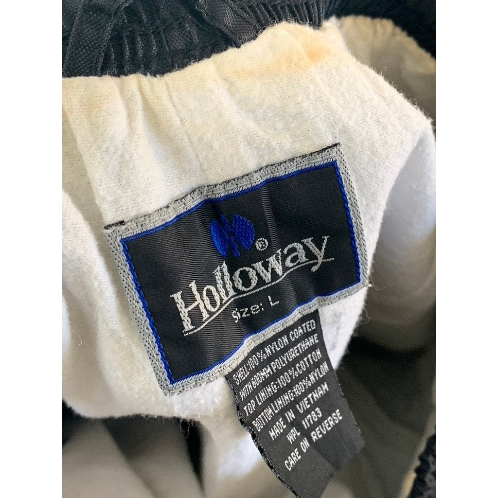 HOLLOWAY Men's Black Zipper Hem Lined Elastic Waist Windbreaker Pants SZ L